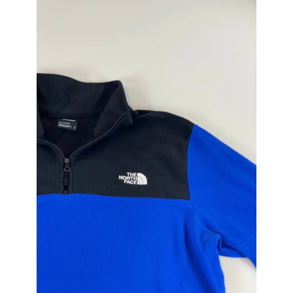 The North Face Black & Blue Colorblock Quarter Zip White Logo Size M